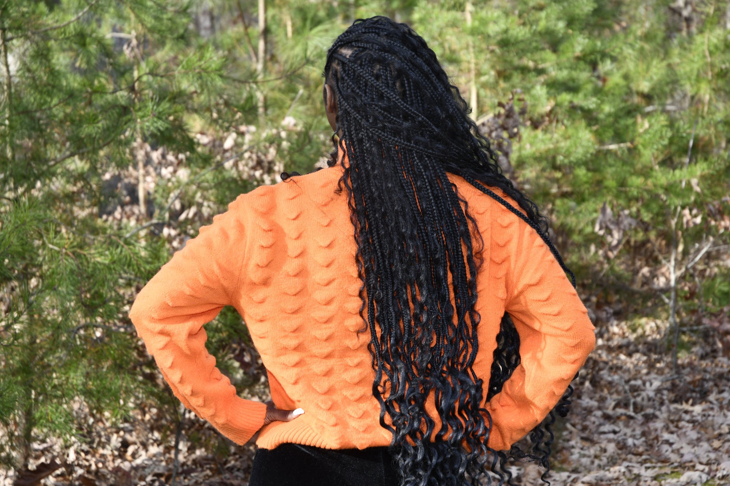 Orange Knit Mockneck Sweater
