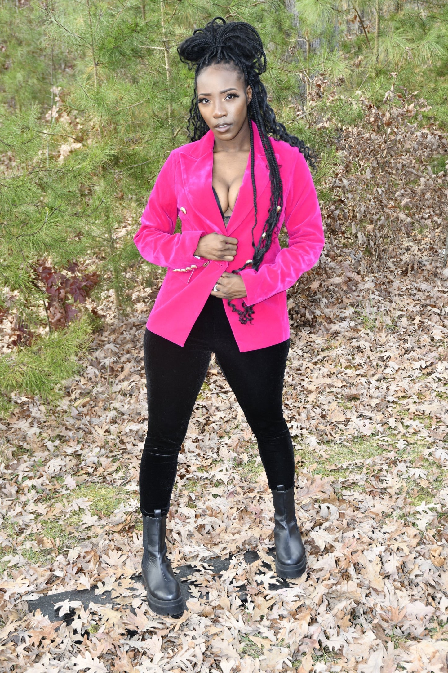 Magenta Velvet Blazer