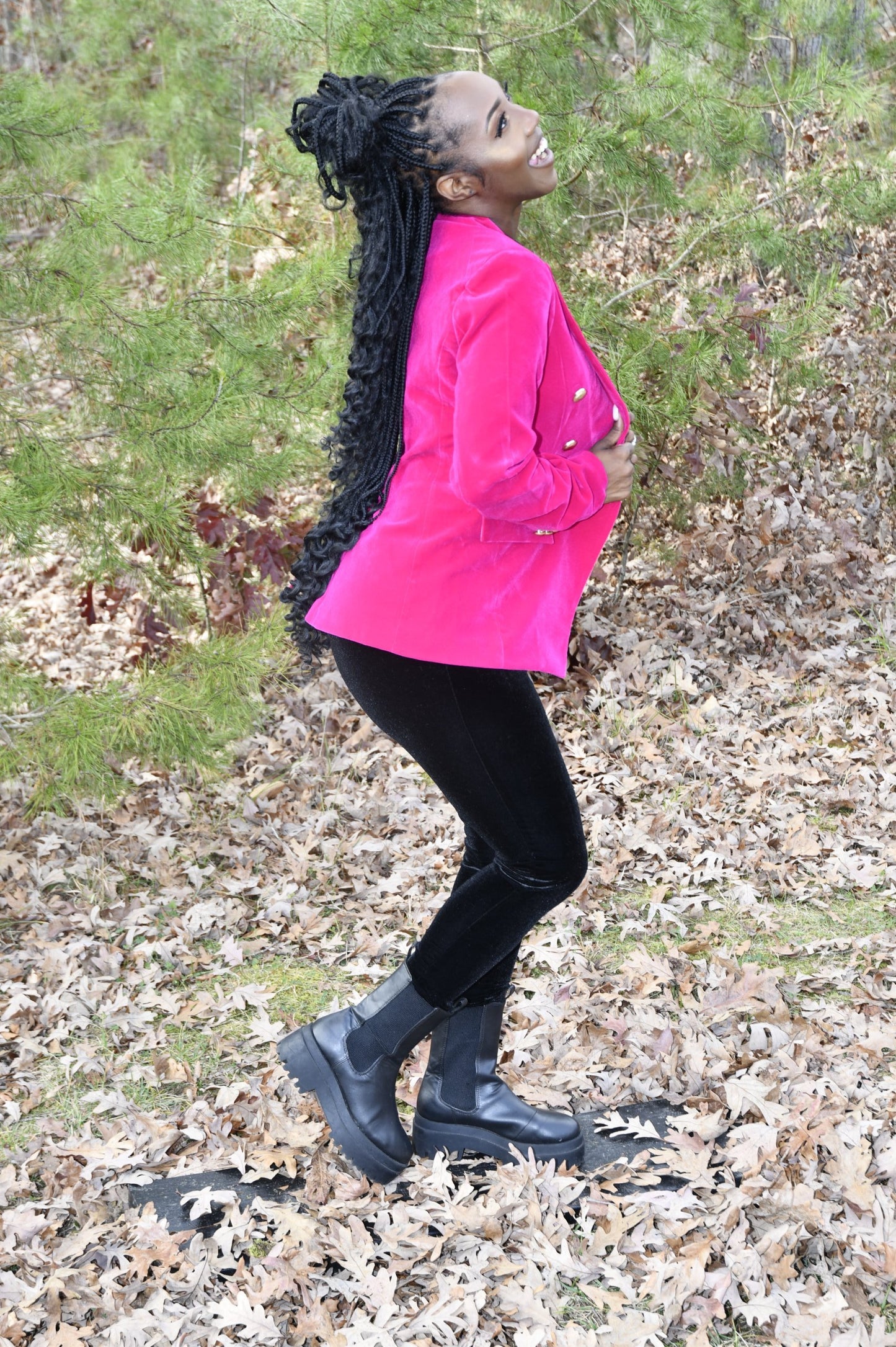 Magenta Velvet Blazer