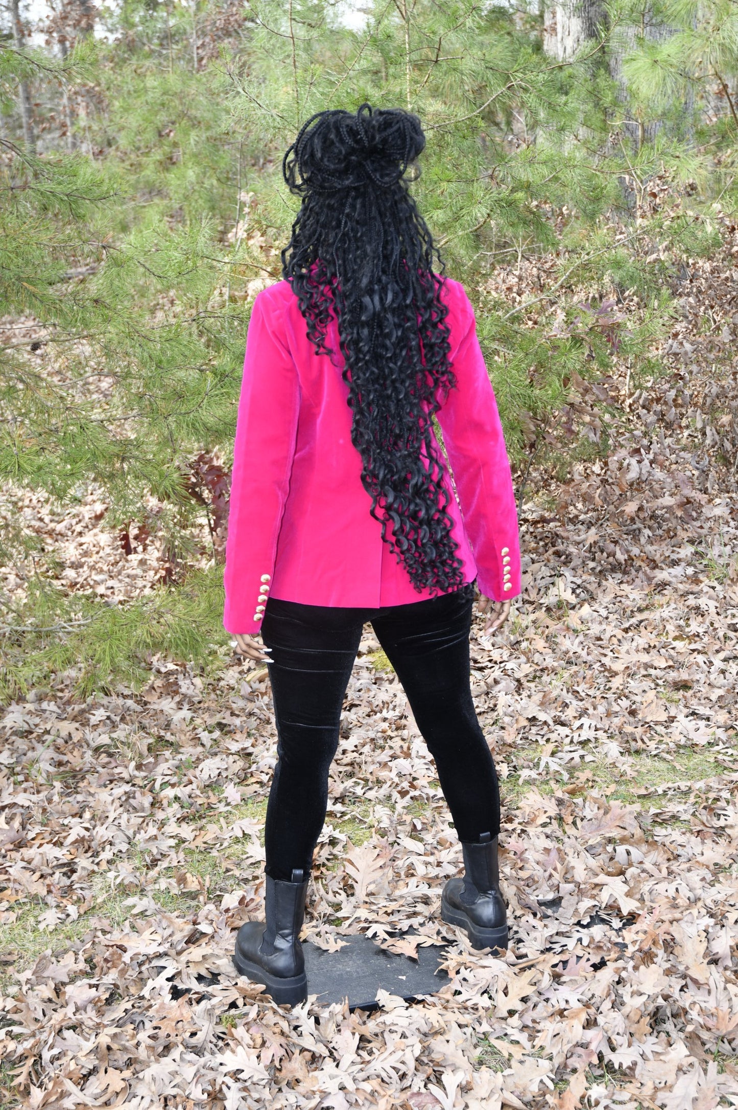 Magenta Velvet Blazer