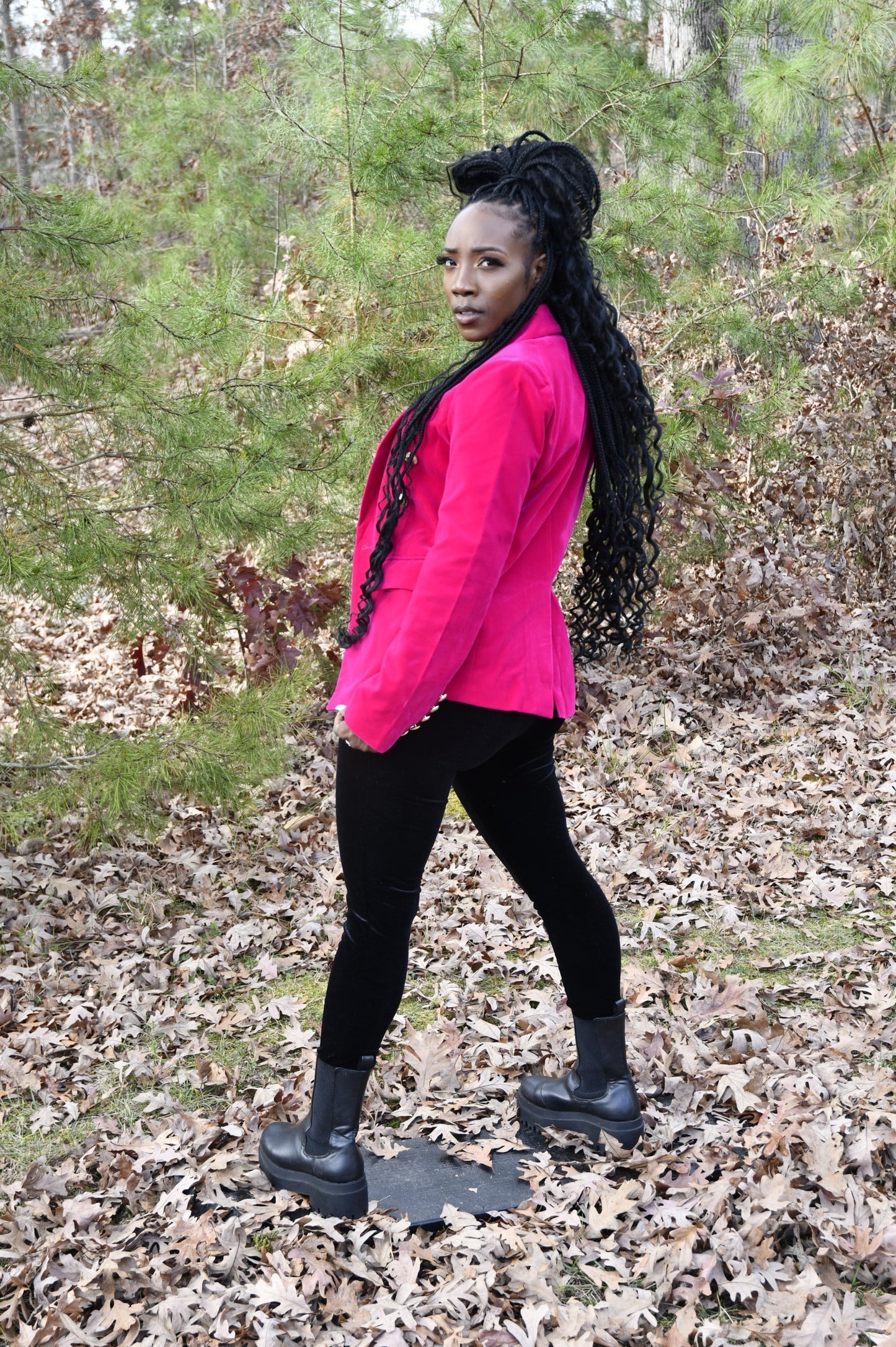 Magenta Velvet Blazer