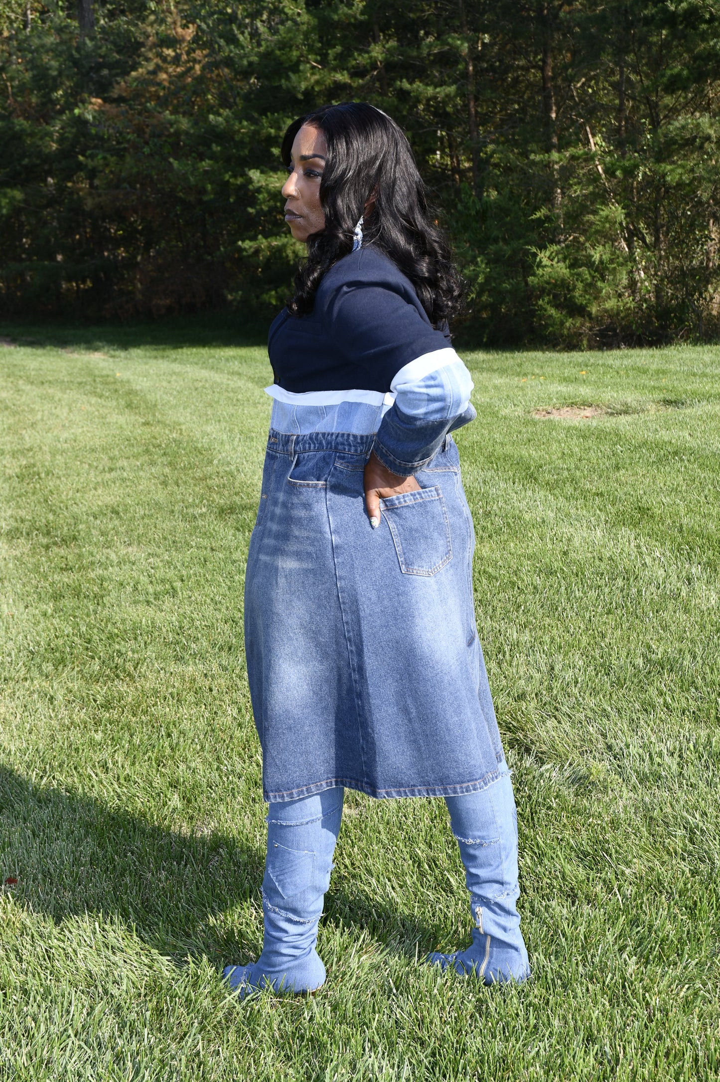 Denim Mosaic Trench