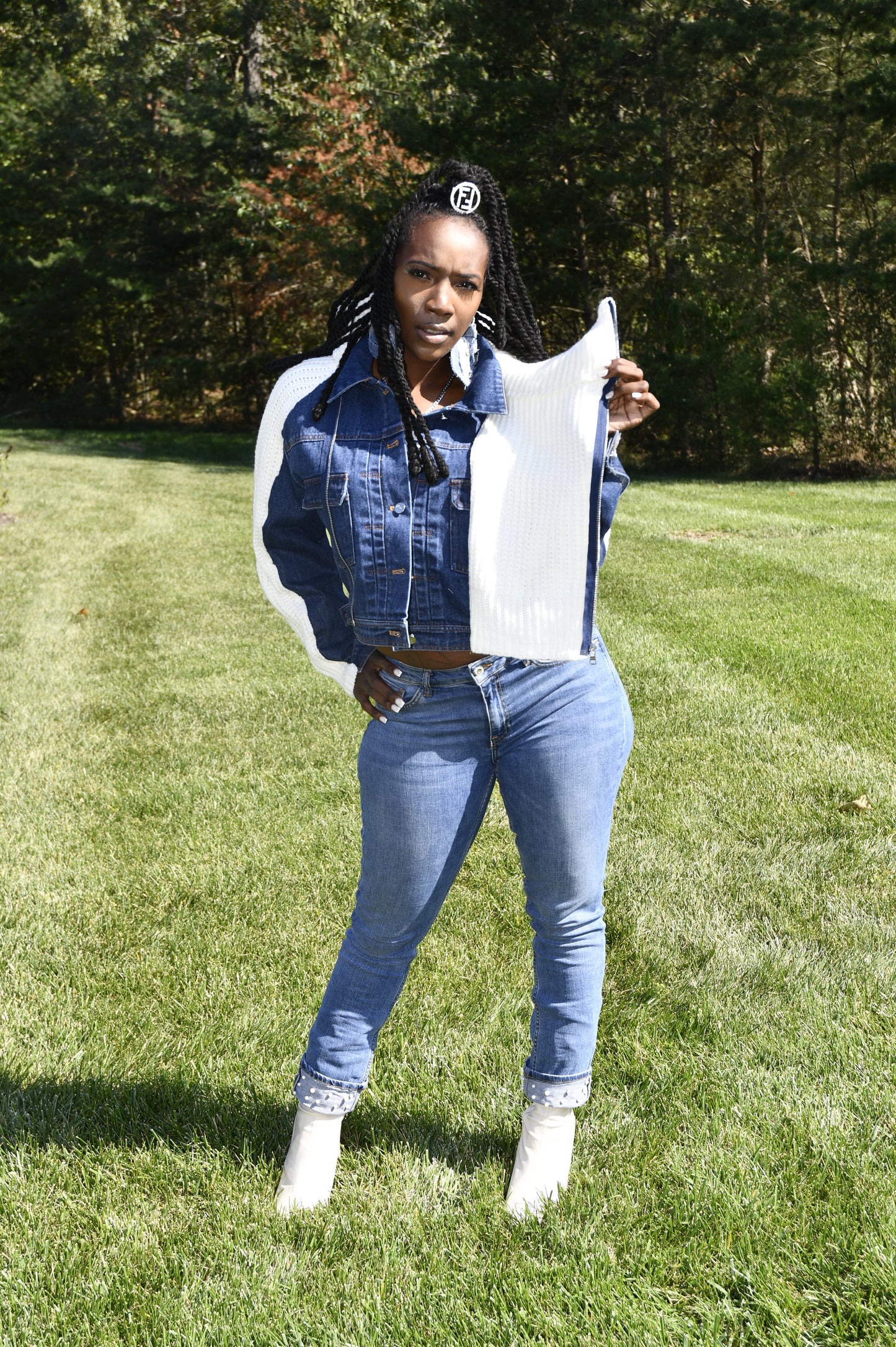Denim & Knit Overlay Jacket