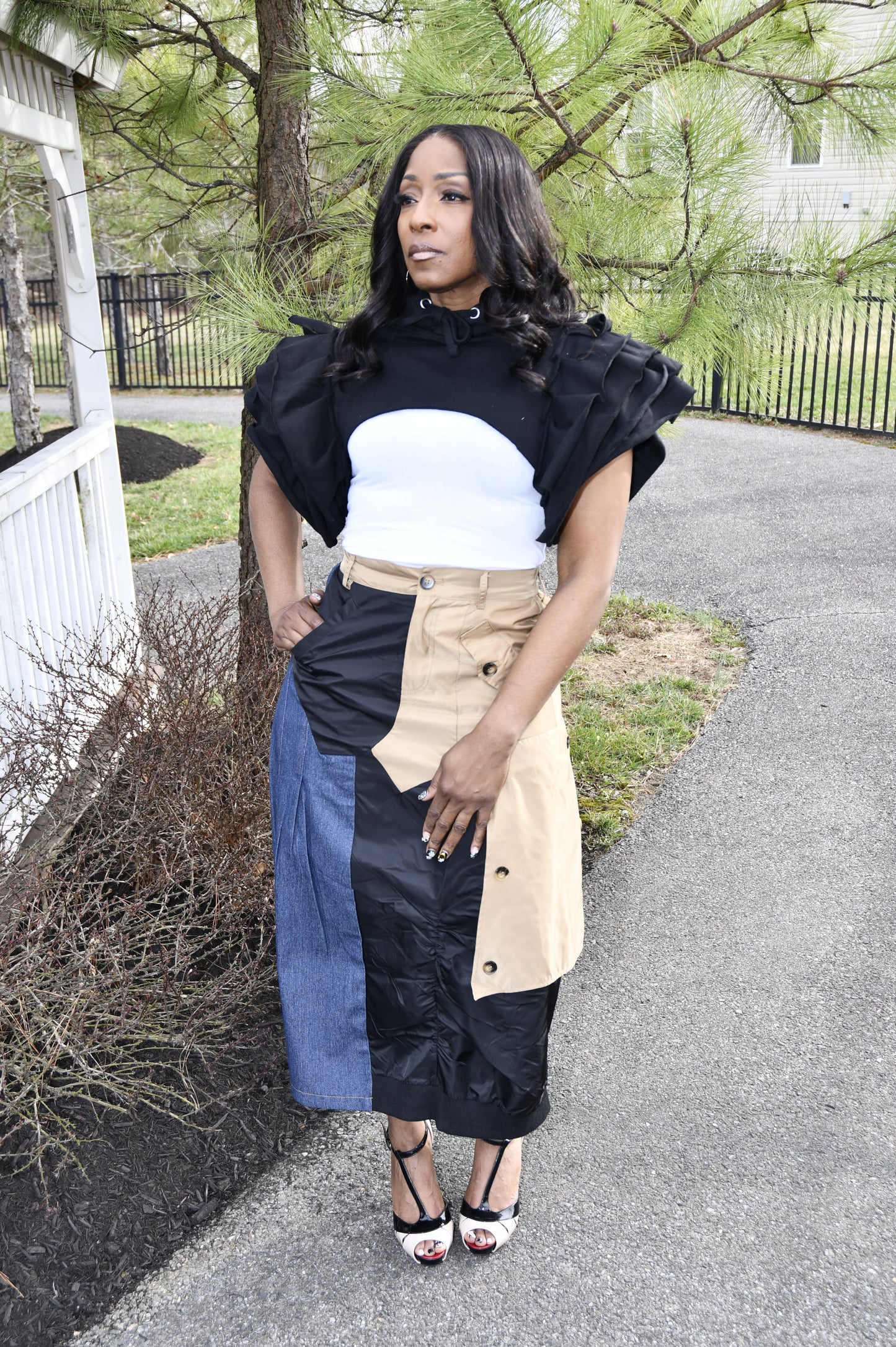 Spring Breeze Color-Block Midi skirt