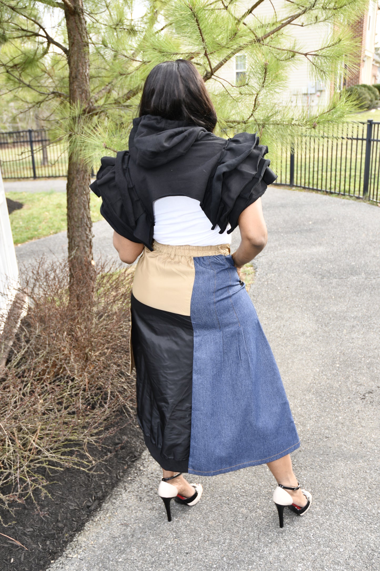 Spring Breeze Color-Block Midi skirt