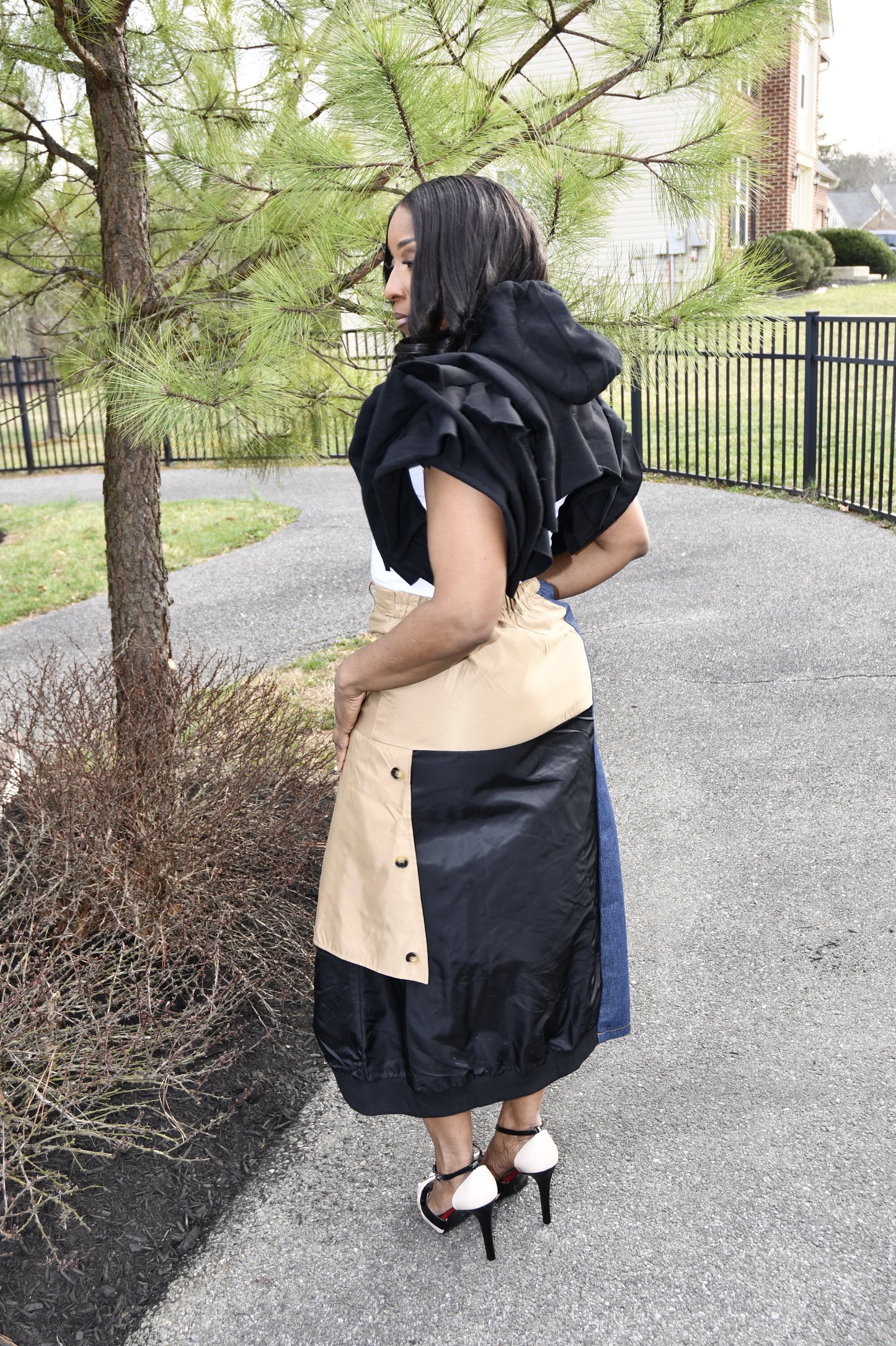 Spring Breeze Color-Block Midi skirt