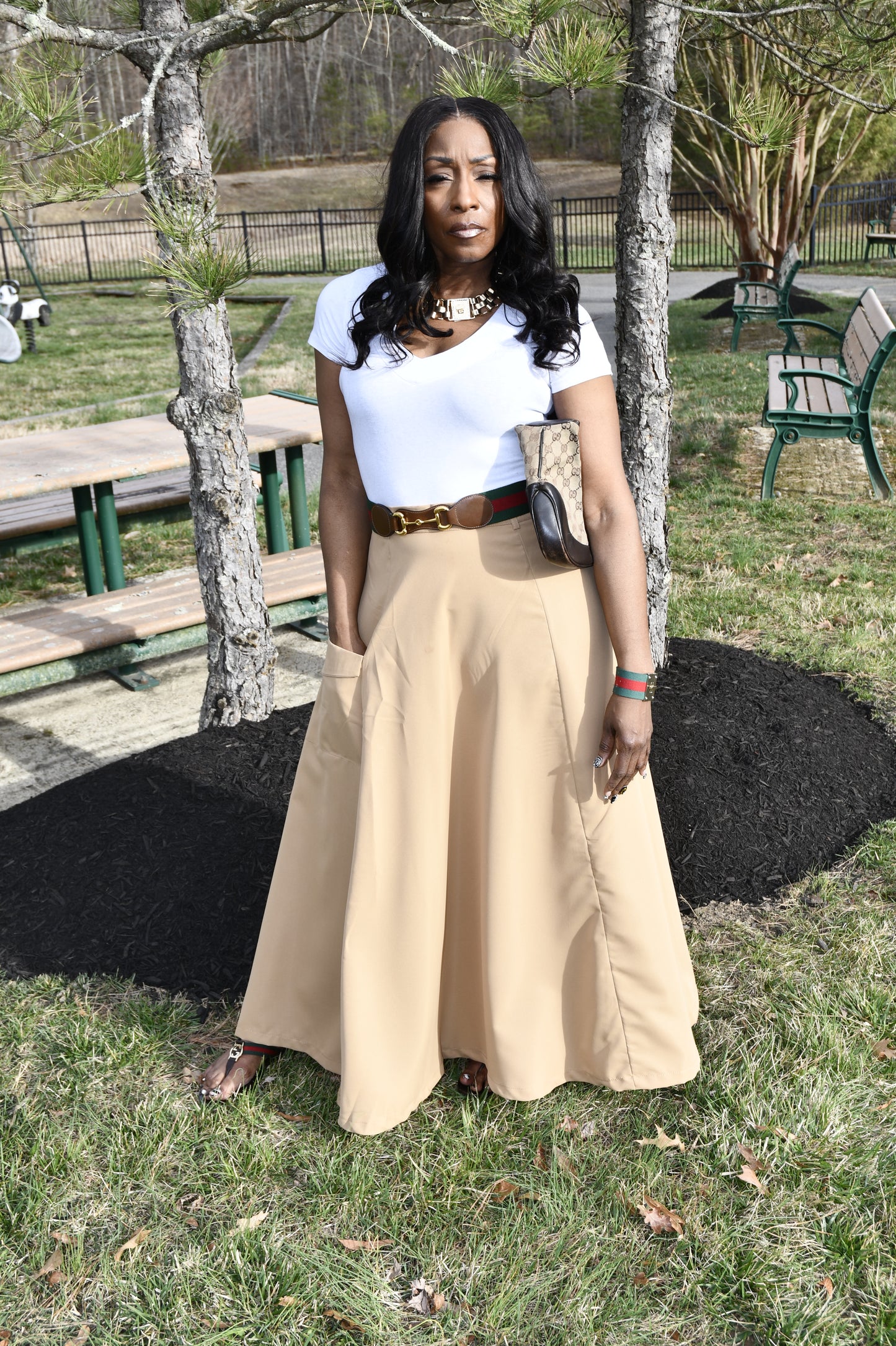 Structure Belted Maxi Skirt
