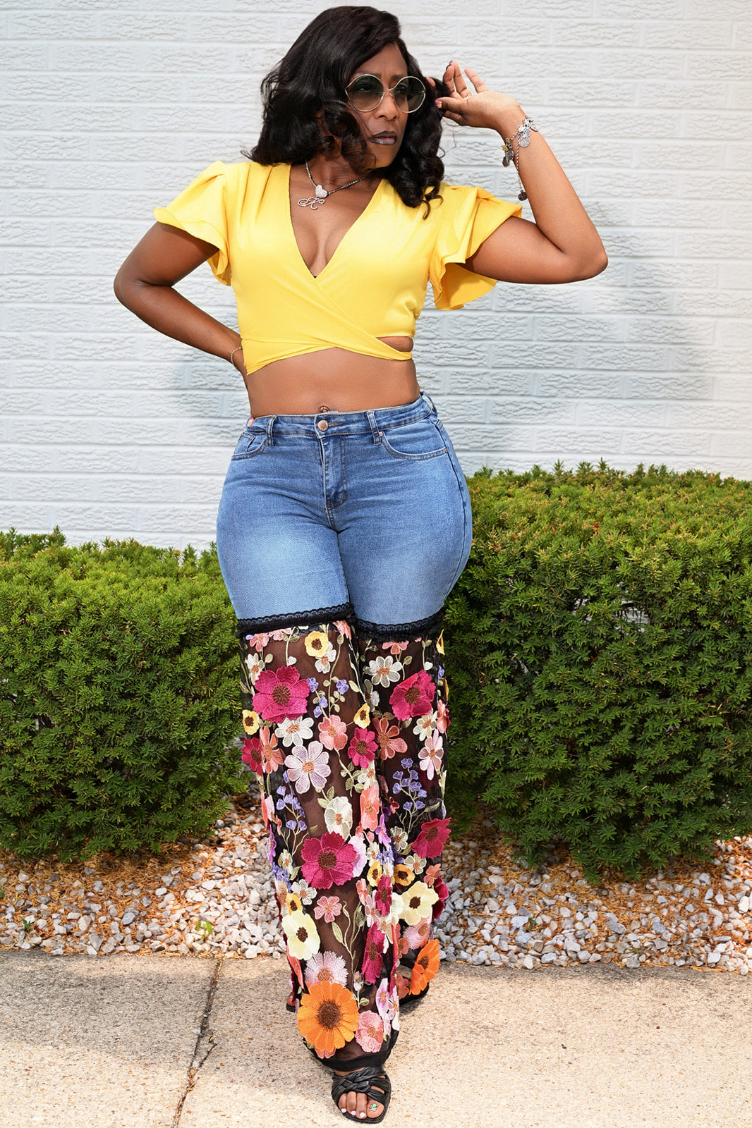 Blooming Beauty Bell Bottom Jeans