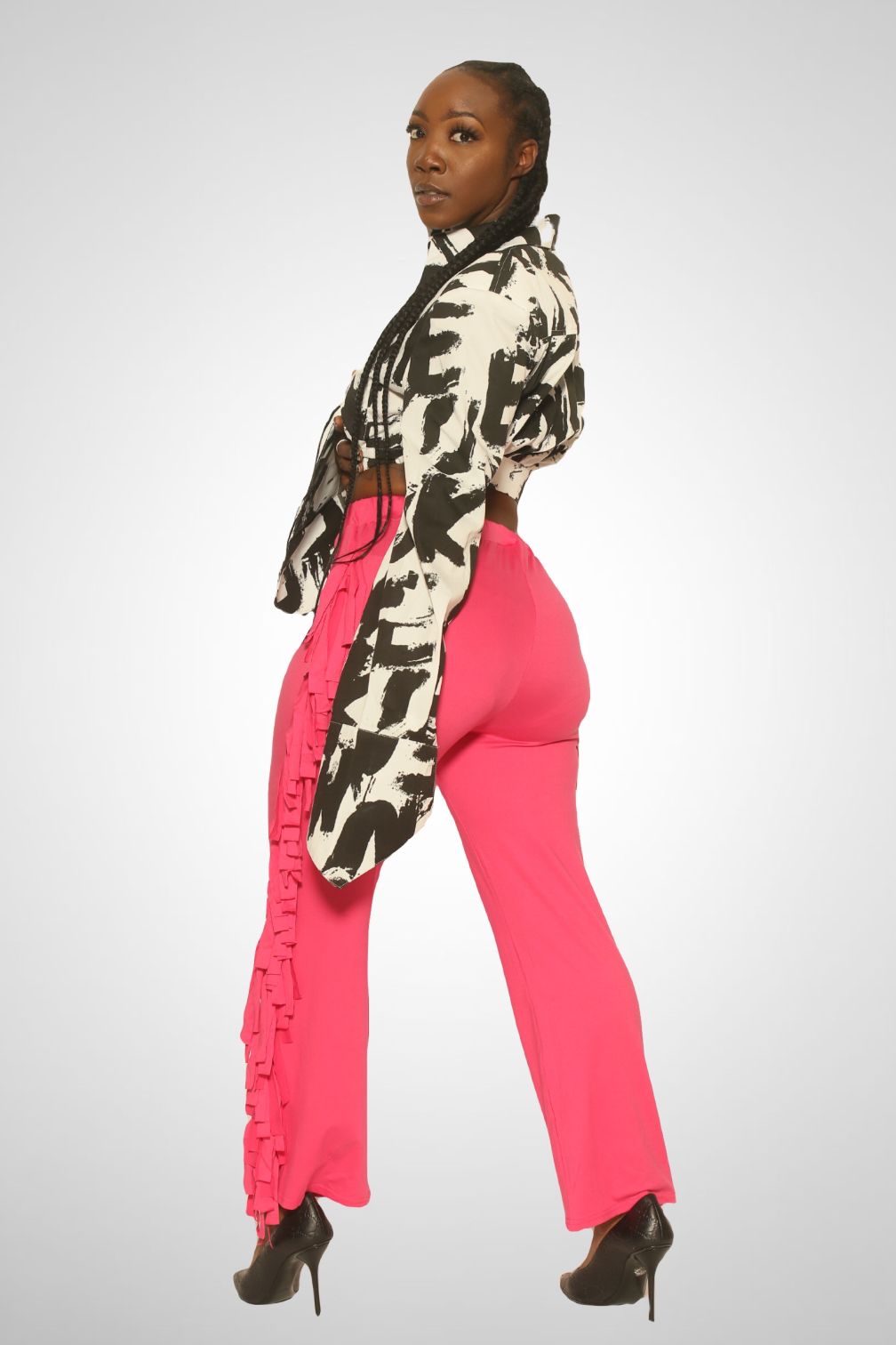 Color Block Lettering Crop Jacket