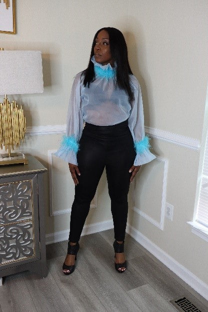 See Through Feathered Top