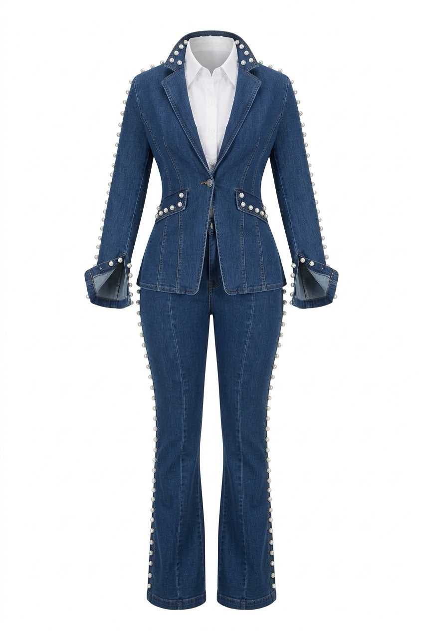 Pearl Denim Suit Set