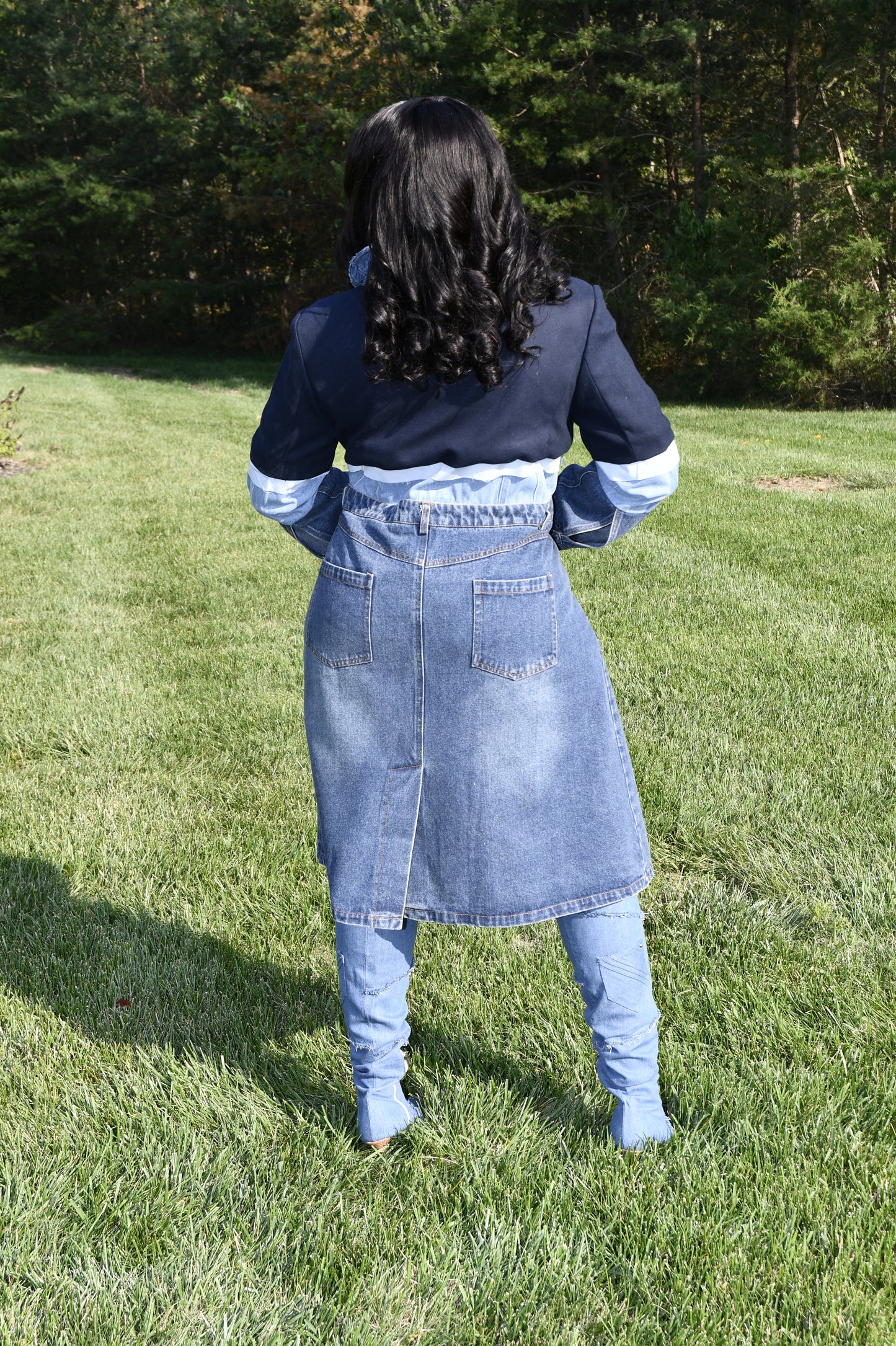 Denim Mosaic Trench