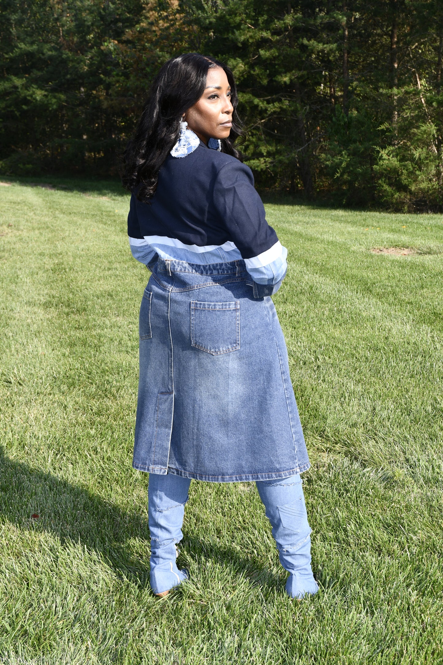 Denim Mosaic Trench