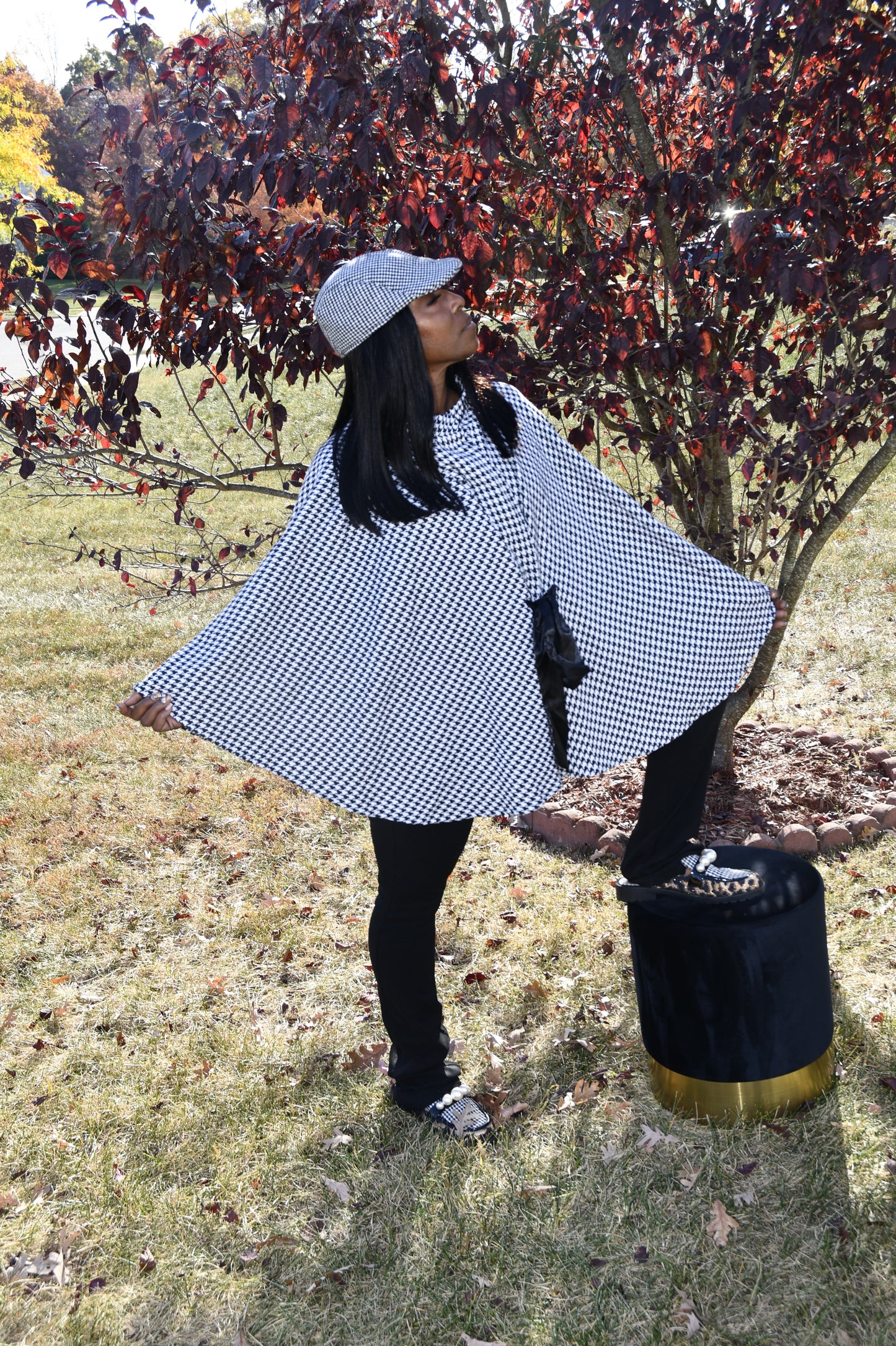 Houndstooth Batwing Cape