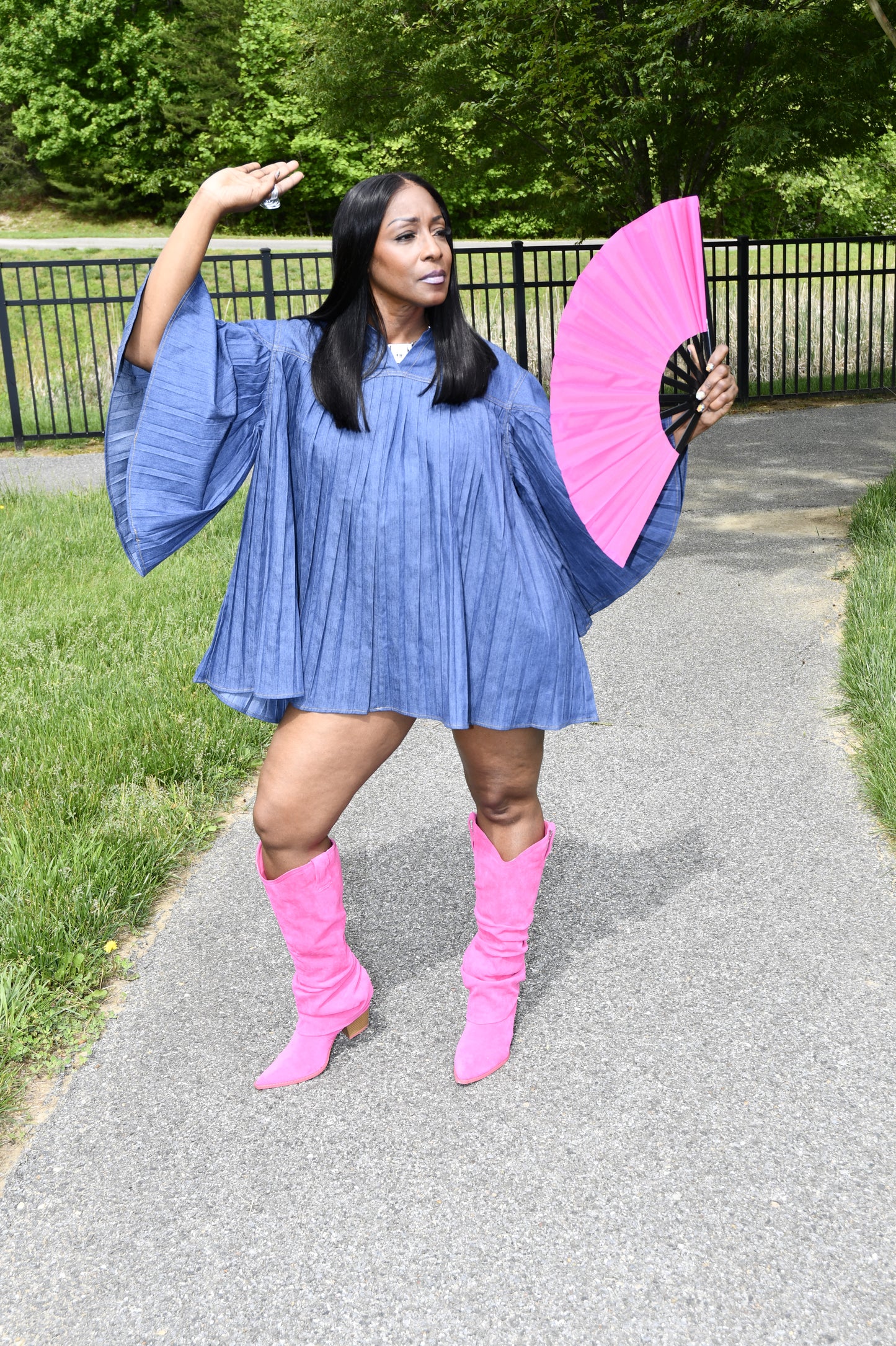 Indigo Breeze Pleat Dress