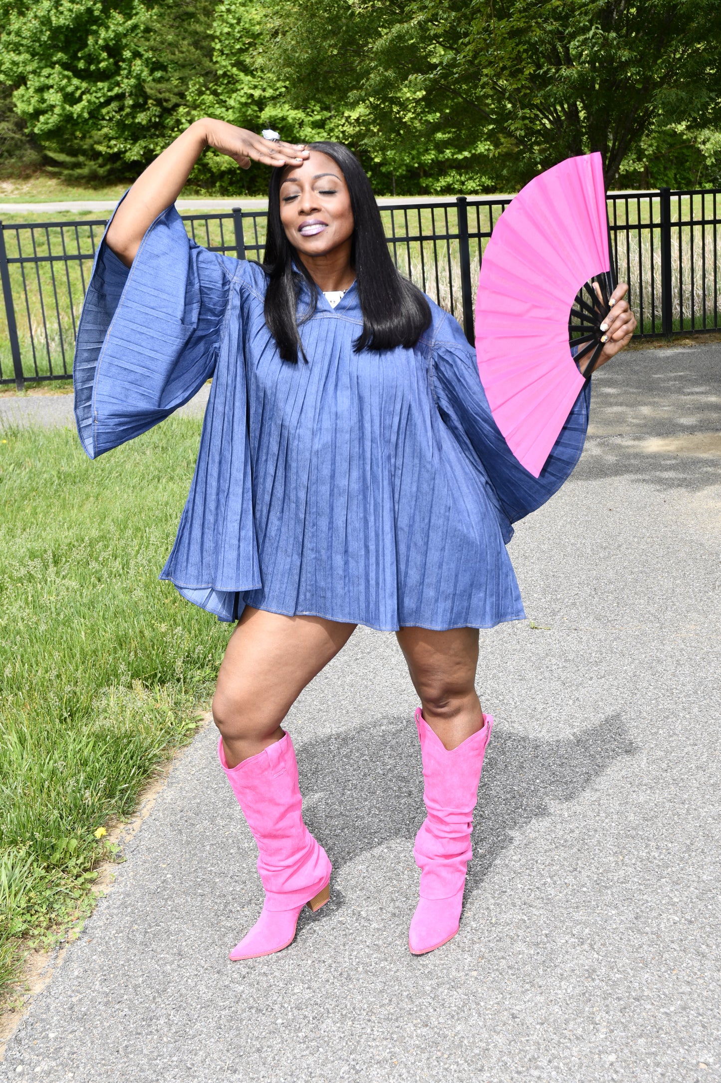 Indigo Breeze Pleat Dress
