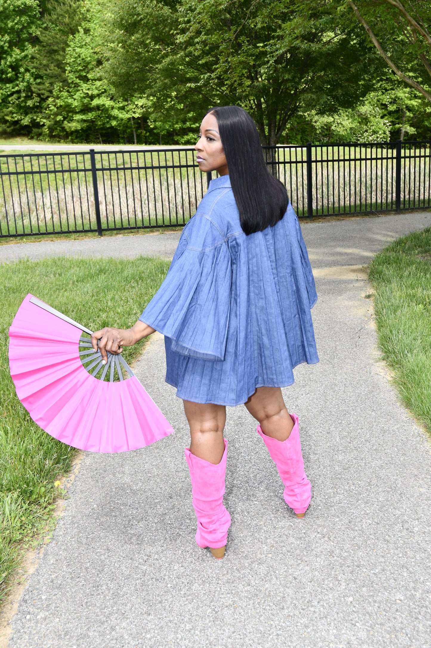 Indigo Breeze Pleat Dress