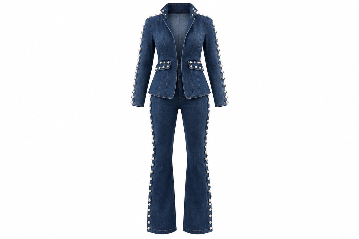 Pearl Denim Suit Set