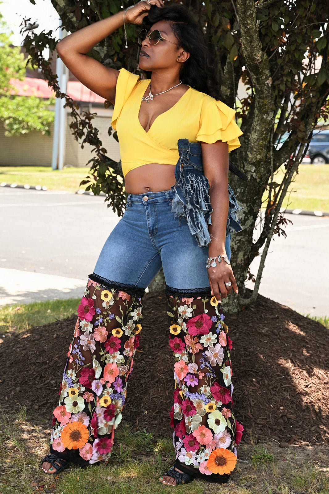 Blooming Beauty Bell Bottom Jeans