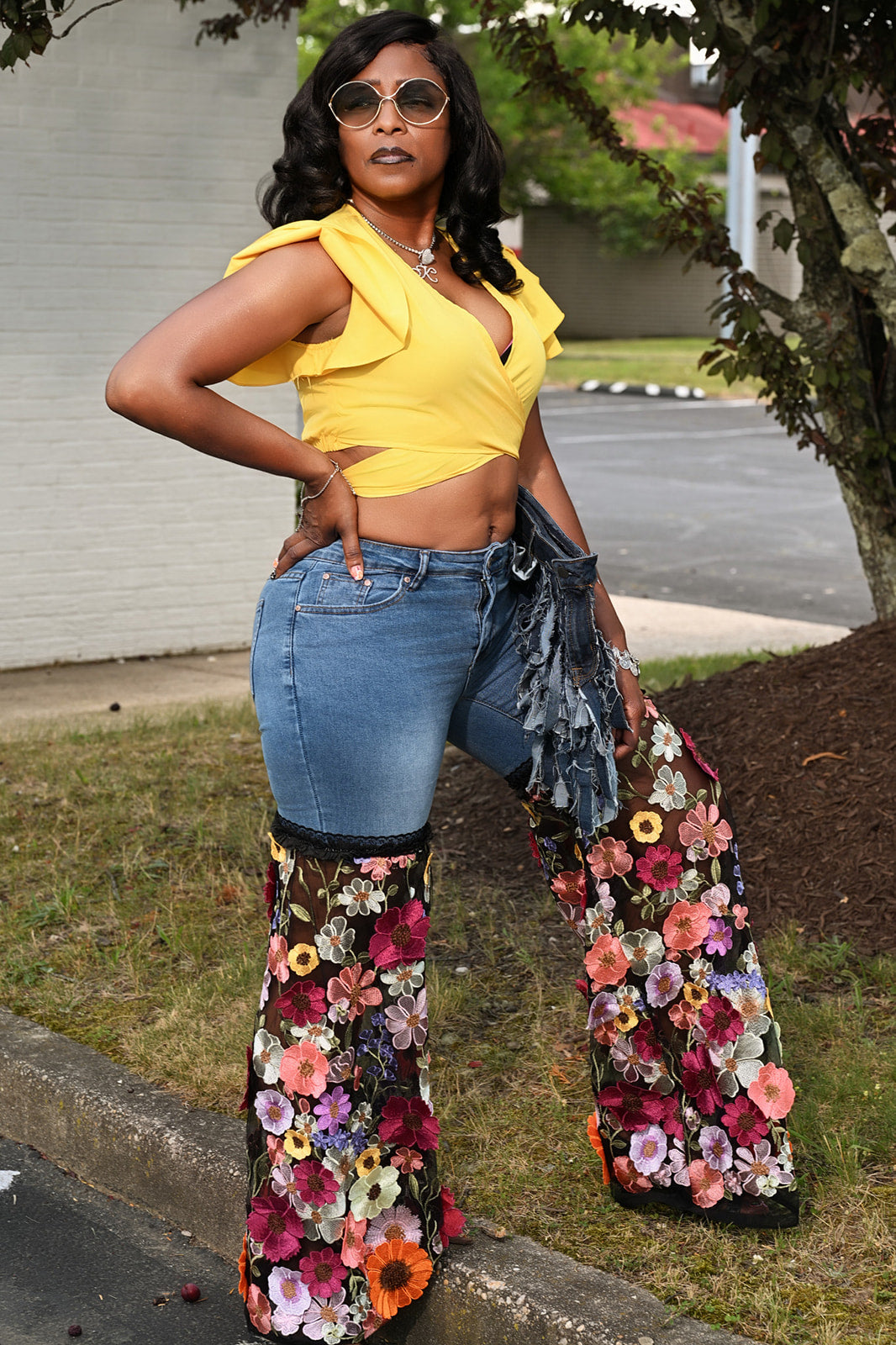 Blooming Beauty Bell Bottom Jeans