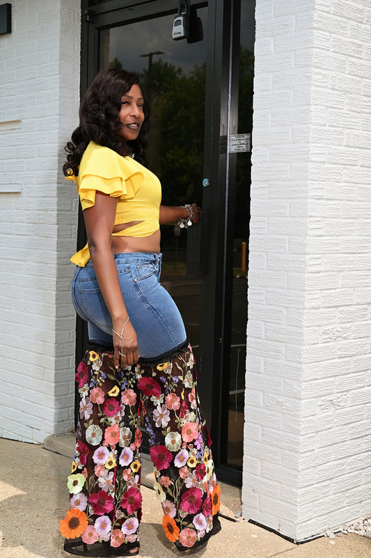Blooming Beauty Bell Bottom Jeans