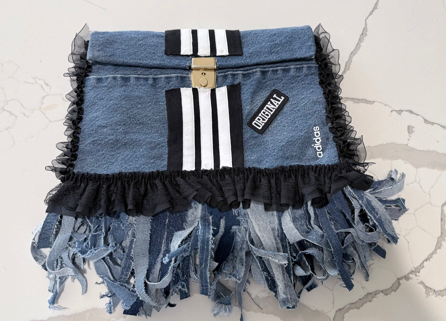 Fringe Flex Denim Clutch / Limited Luxe Street Clutch