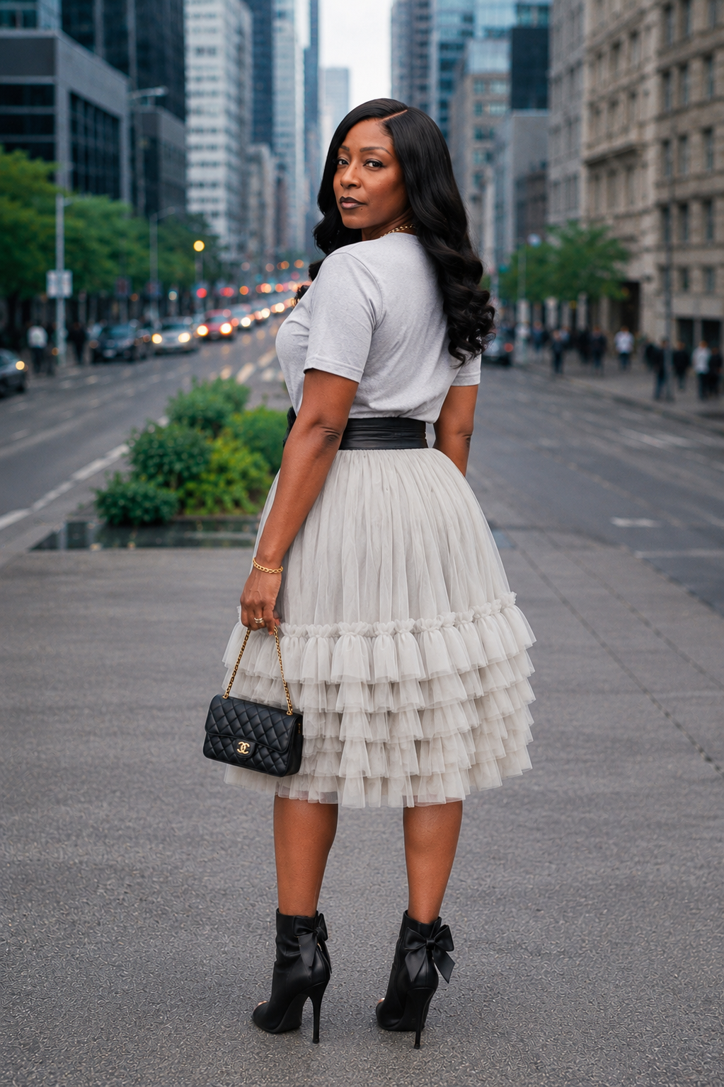 Storm Cloud Tulle Tee Dress