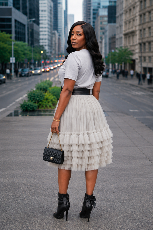 Storm Cloud Tulle Tee Dress